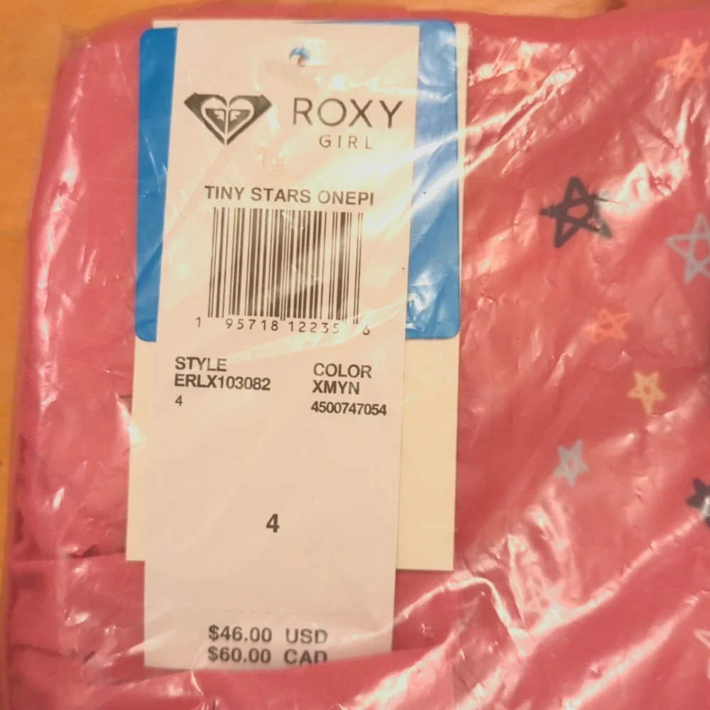 Roxy Pink Guava Tiny Stars Ruffle Off Shoulder One Piece Swim Suit Size 4T